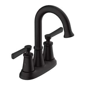 Northerly 4 in. Centerset Double Handle Bathroom Faucet with 50/50 Touch Down Drain in Satin Black