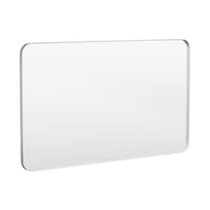 60 in. W x 36 in. H Tempered Glass Rounded Rectangle Framed Wall-Mounted Bathroom Vanity Mirror in Silver