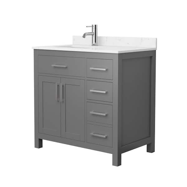 Wyndham Collection Beckett 36 in. W x 22 in. D x 35 in. H Single Sink Bathroom Vanity in Dark Gray with Carrara Cultured Marble Top