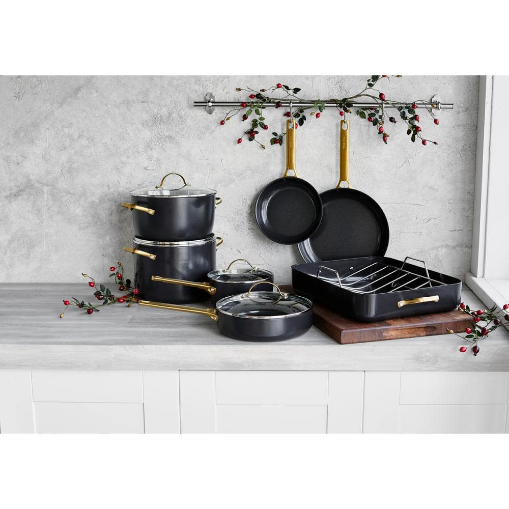 Black and Gold 10-Piece Nonstick Aluminum Cookware Set
