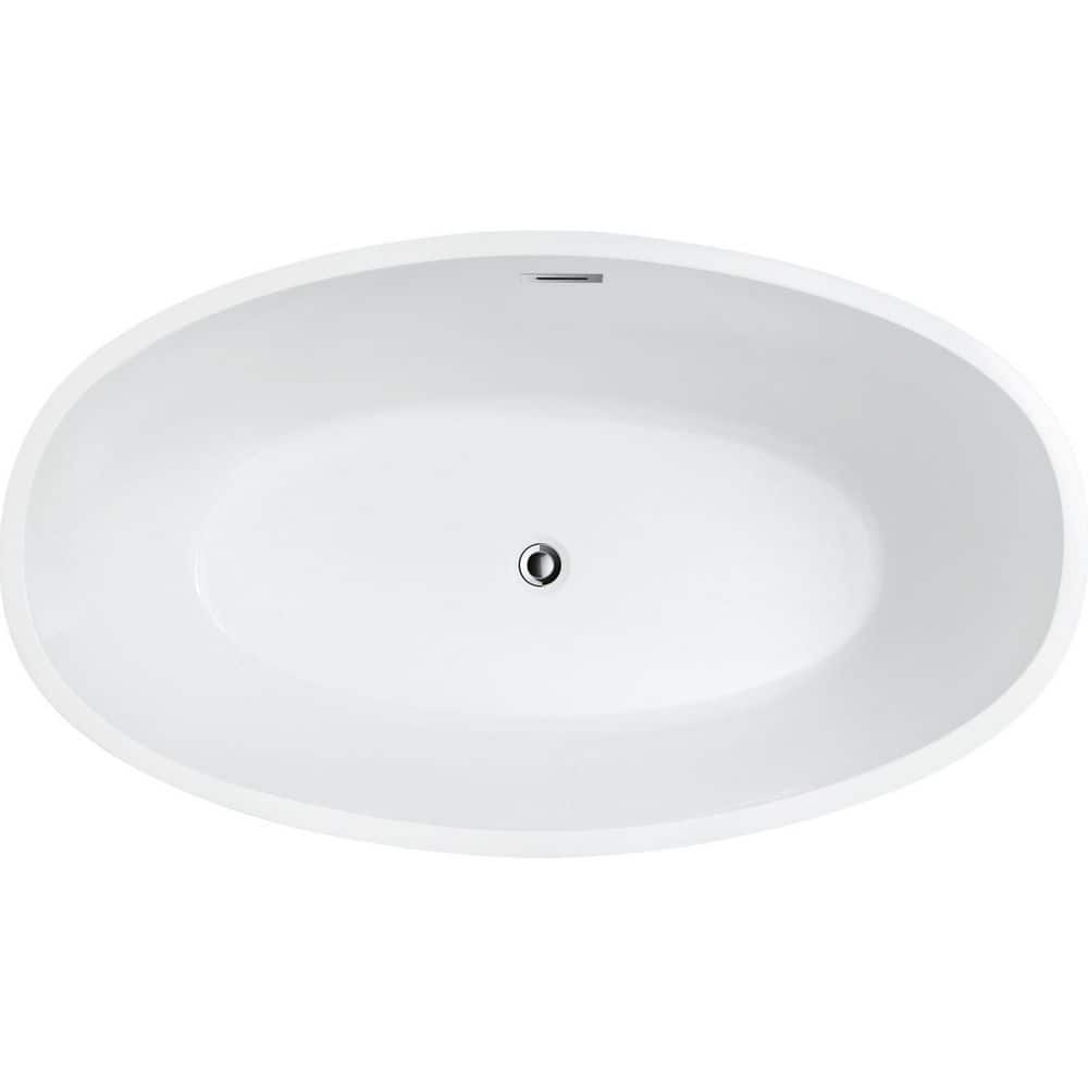 Jolie 55'' White Freestanding Acrylic Soaking Bathtub
