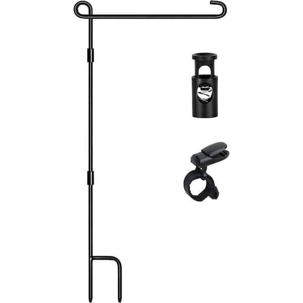 Garden Flag Pole Holder Stands for 12.5 Flags Durable Wrought Iron Adjustable with Tiger Clip and Spring Stopper