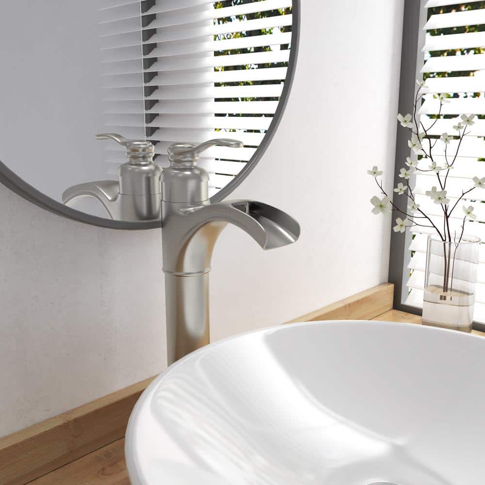 Brushed Nickel Single Handle High Arc Vessel Faucet