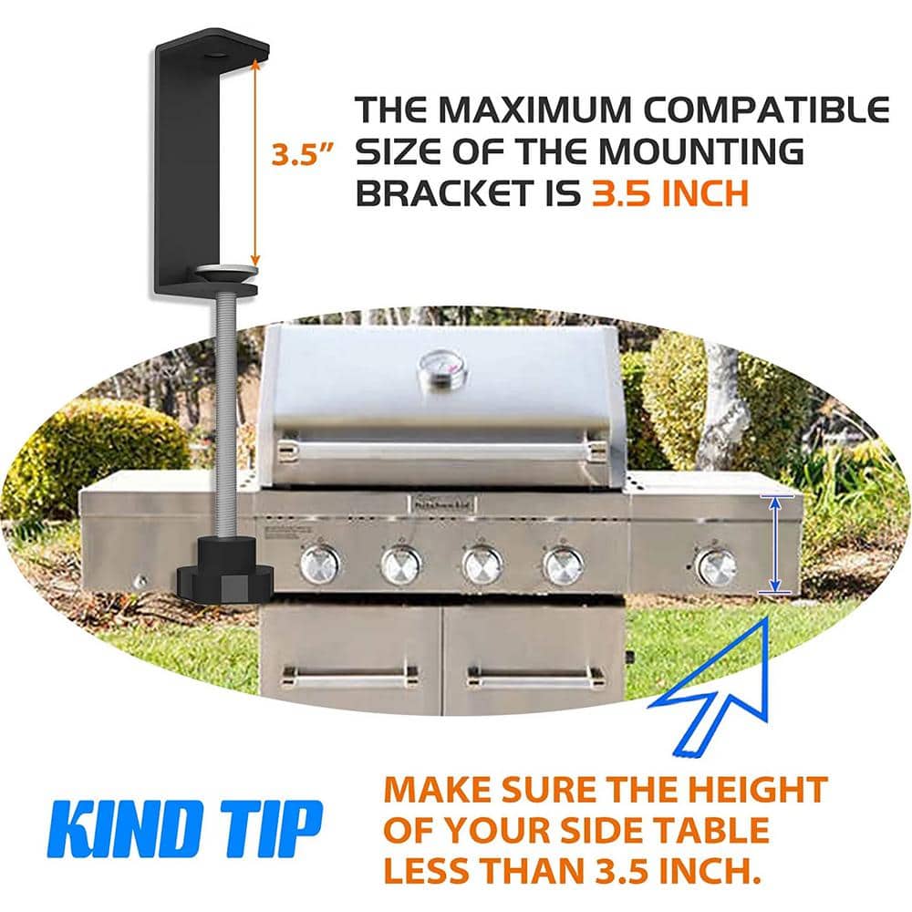 Space Saving Black Metal Grill Storage Rack with Magnetic Tool Holder