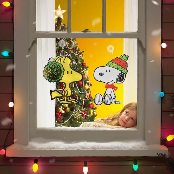 12 in. Snoopy and Woodstock Christmas Window Decor PW-97397 - The