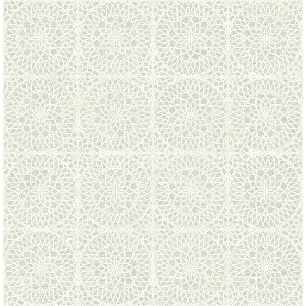 Pewter Medallion Vinyl-Coated Washable Wallpaper, 20.5-in by 33-ft