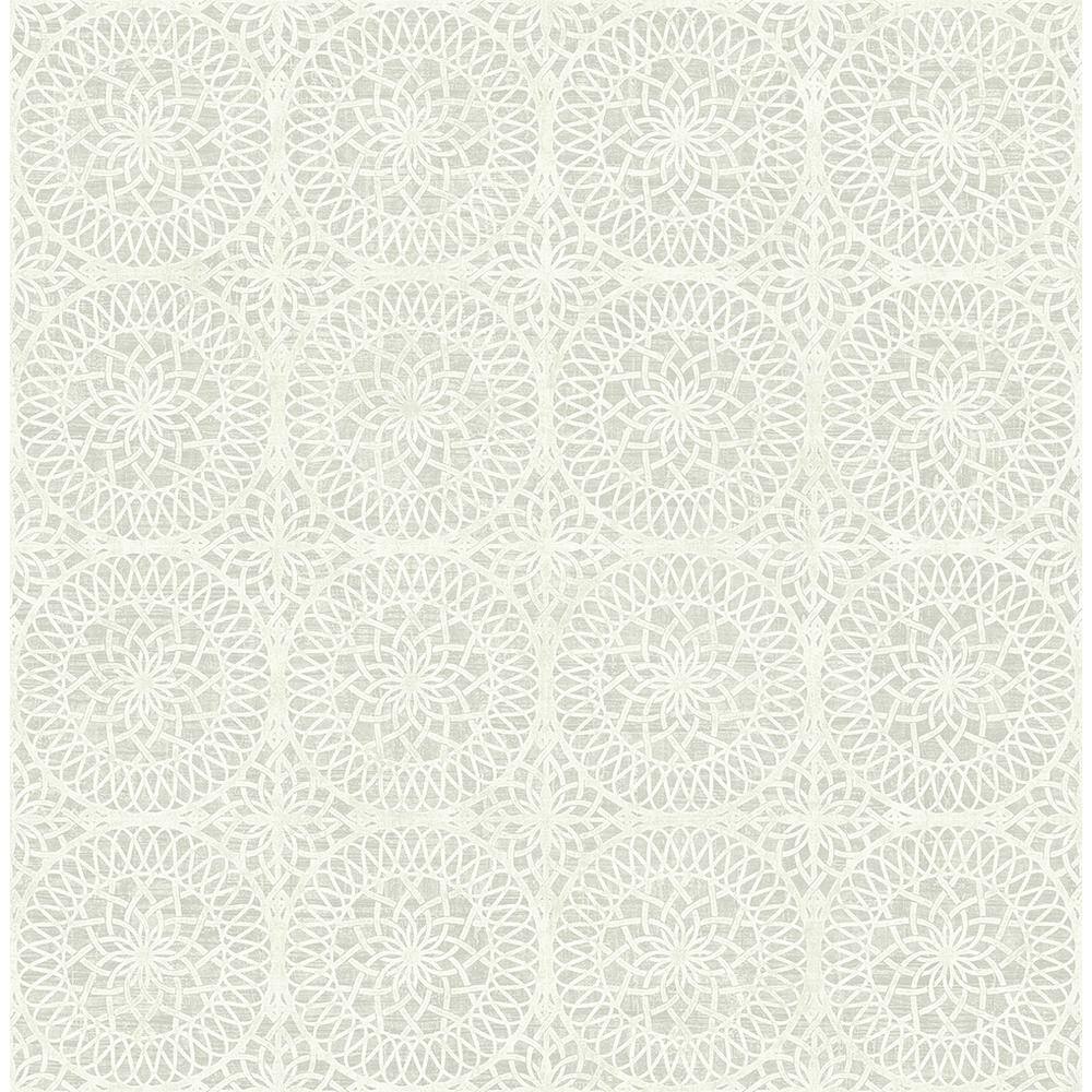 Pewter Medallion Vinyl-Coated Washable Wallpaper, 20.5-in by 33-ft