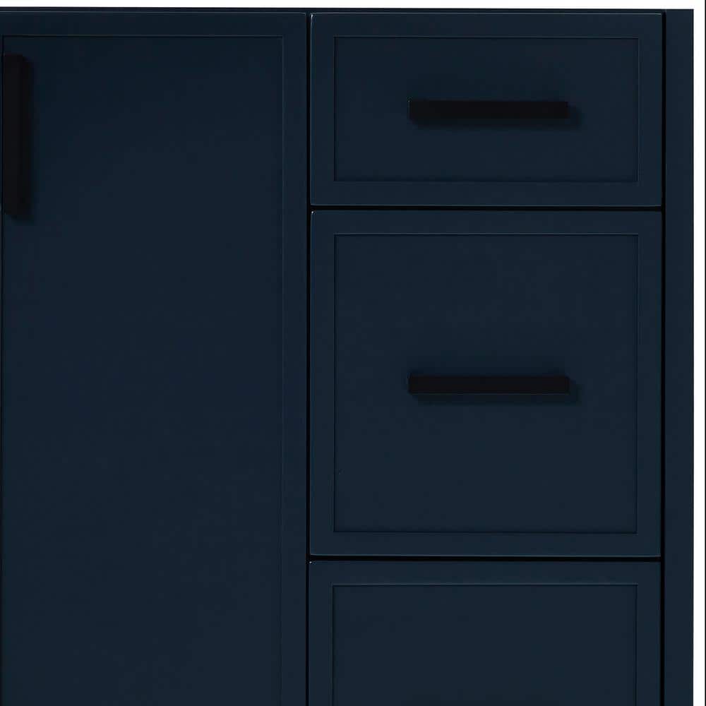 Midnight Blue Solid Wood 60" Freestanding Bathroom Vanity