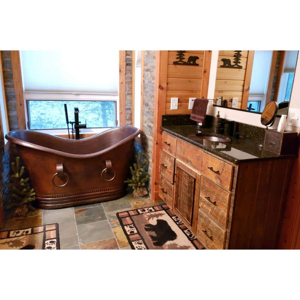 17" Oval Hammered Copper Under Counter Bathroom Sink