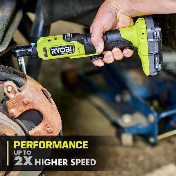 RYOBI - ONE+ HP 18V Brushless Cordless Compact 3/8 in. Ratchet Kit with (1) 2.0 Ah Battery, (2) 4.0 Ah Batteries, and Charger