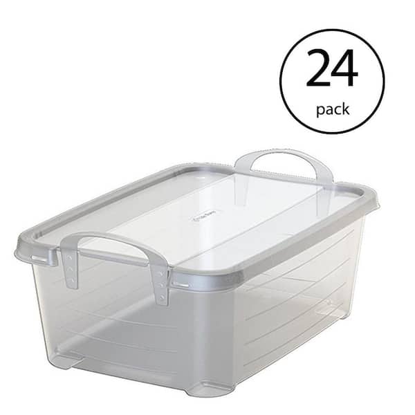Smart Design Stackable Refrigerator Egg Storage Bin with Handle - 18 Egg Container - 2 Pack - 6 x 12 inch - Clear
