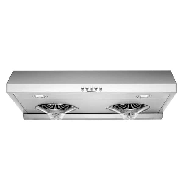 HAUSLANE 30 in. x 6 in. Ducted Under Cabinet Range Hood with LED Button Control Round Duct in Stainless Steel