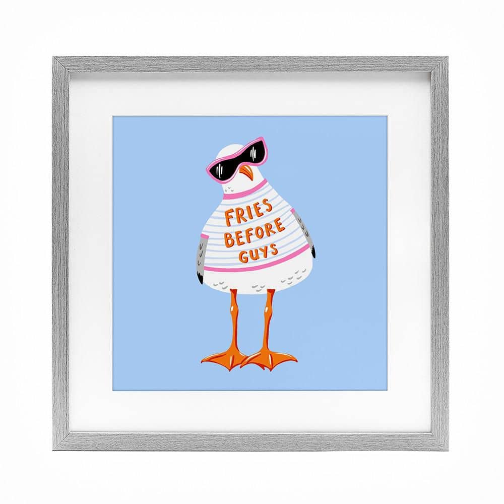 Fries Before Guys Seagull by Bex Morley Design 1 Piece Gray Under Glass Framed Animal Graphic Art Print 16 in. x 16 in. price history on PriceWatchPro