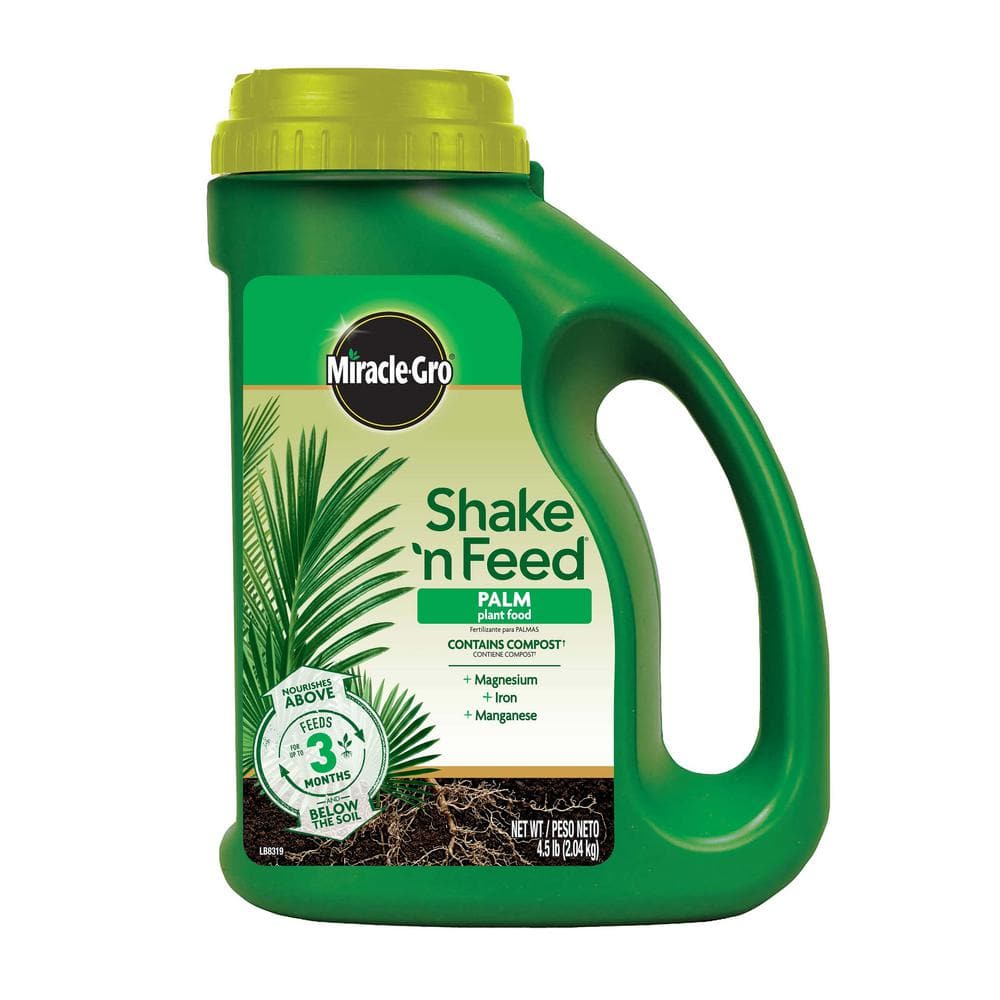 Miracle-Gro Shake N Feed Palm Plant Food 4.5 lbs. For Container/In-Ground Palm Trees, Cycads, Tropical Plants, Dry Fertilizer