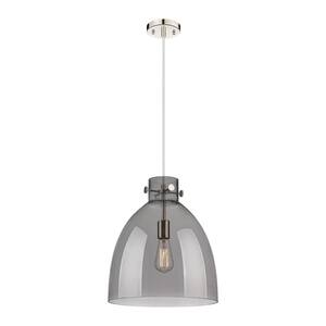 Newton Bell 100-Watt 1 Light Polished Nickel Shaded Pendant Light with Tinted glass Tinted Glass Shade