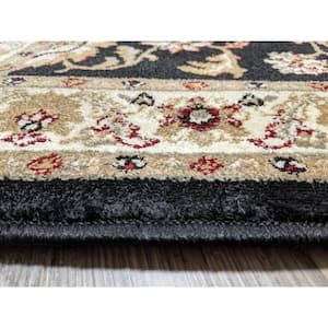 Como Black 2 ft. x 7 ft. Transitional Oriental Scroll Area Rug