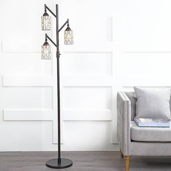 Lewis Tiffany-Style 71 in. Multi-Light Bronze Floor Lamp