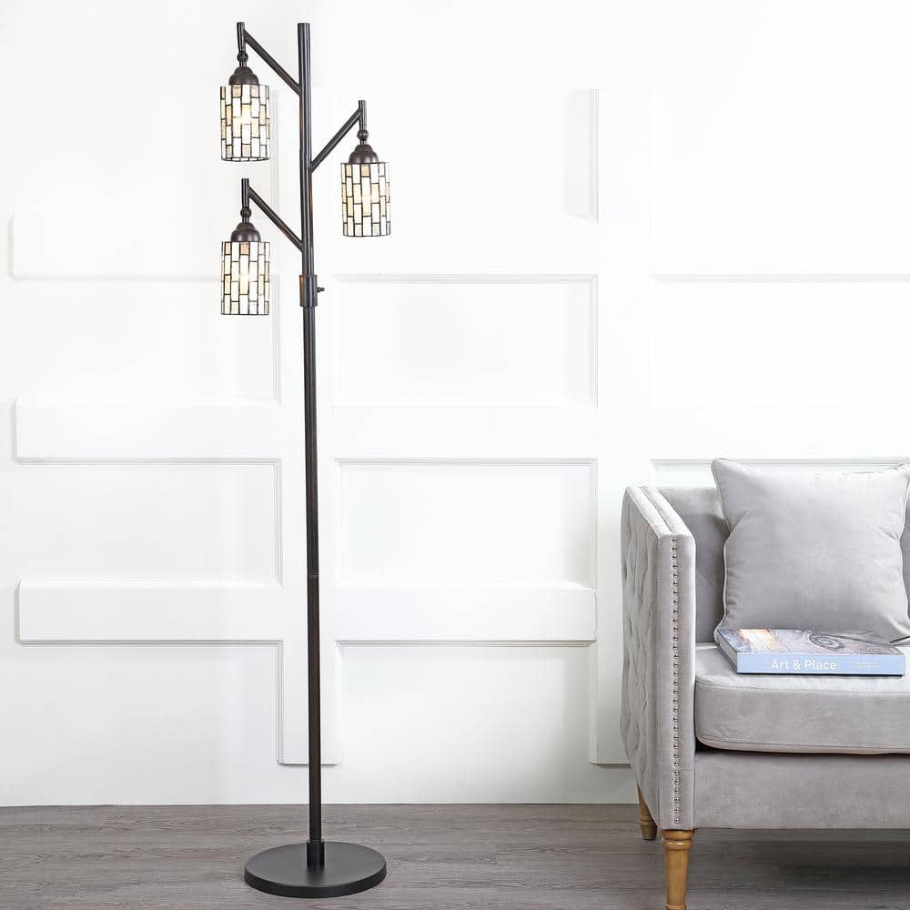 Lewis 71" Bronze Multi-Light Stained Glass Floor Lamp