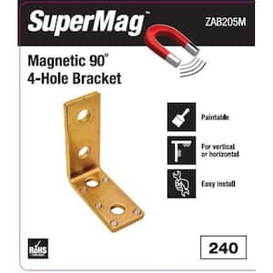 4-Hole 90-Degree Angle Strut Bracket - Strut Fitting - Gold Galvanized with Magnets
