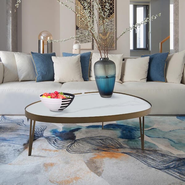 Seafuloy 42.12 in. Coppery Oval Metal Frame Coffee Table with Sintered