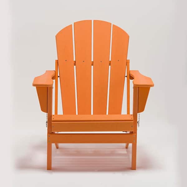 TIRAMISUBEST Classic Orange Folding Plastic Adirondack Chair