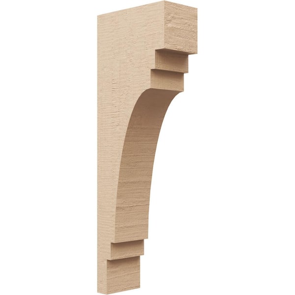 Ekena Millwork 4 in. x 24 in. x 8 in. Series 2 Thin Pescadero Rough Cedar Woodgrain Timberthane Polyurethane Corbel, Primed Tan