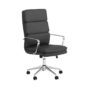 Ximena Faux Leather High Back Upholstered Office Chair in Black with Arms