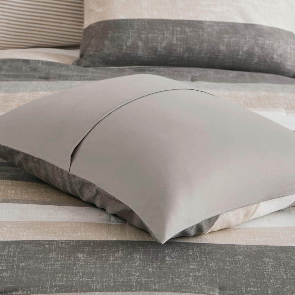 California King Taupe and Grey Microfiber Bed in a Bag Set