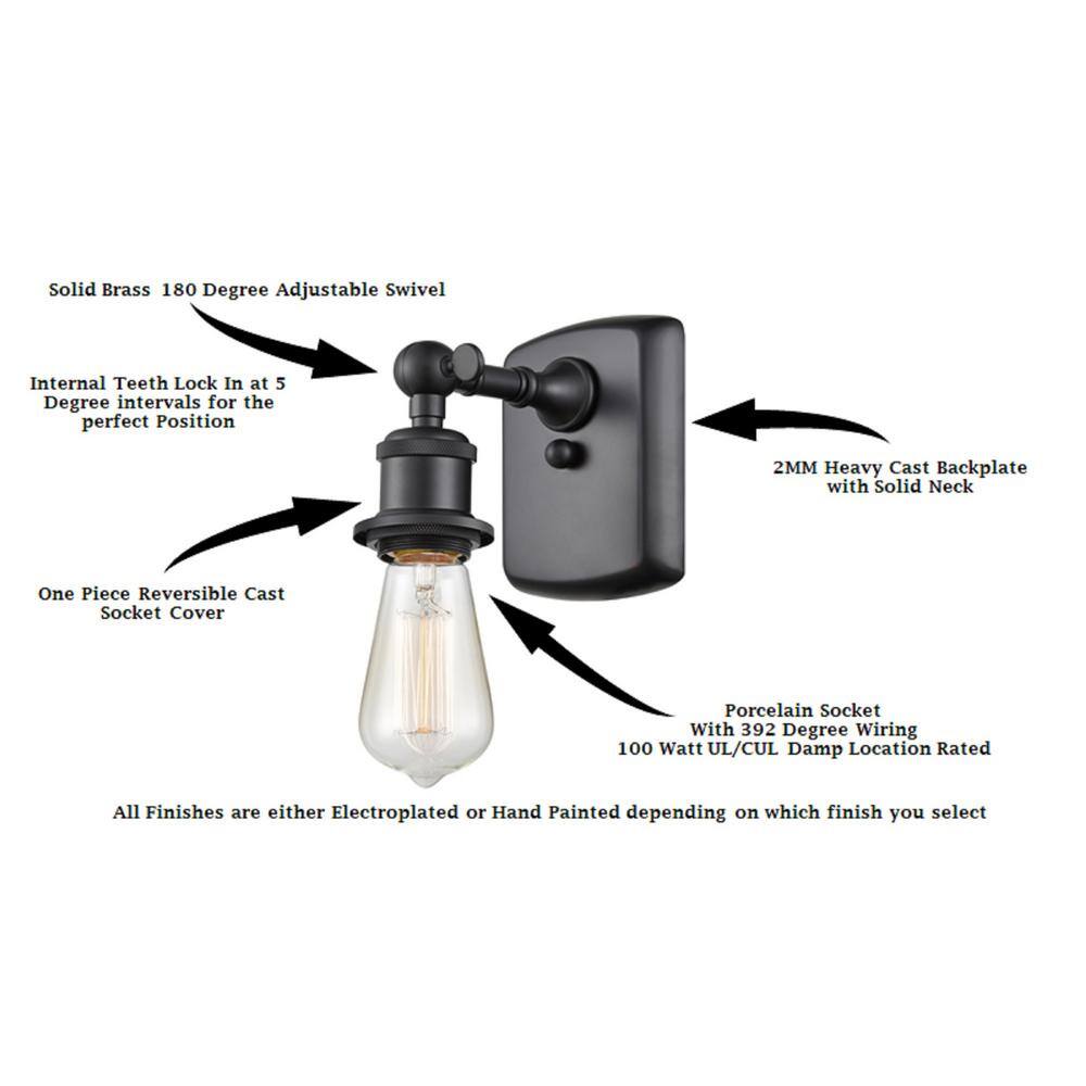 Brookfield Matte Black Industrial Dimmable Wall Sconce