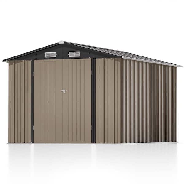 Patiowell 8 ft. W x 10 ft. D Brown Metal Storage Shed 80 sq. ft.