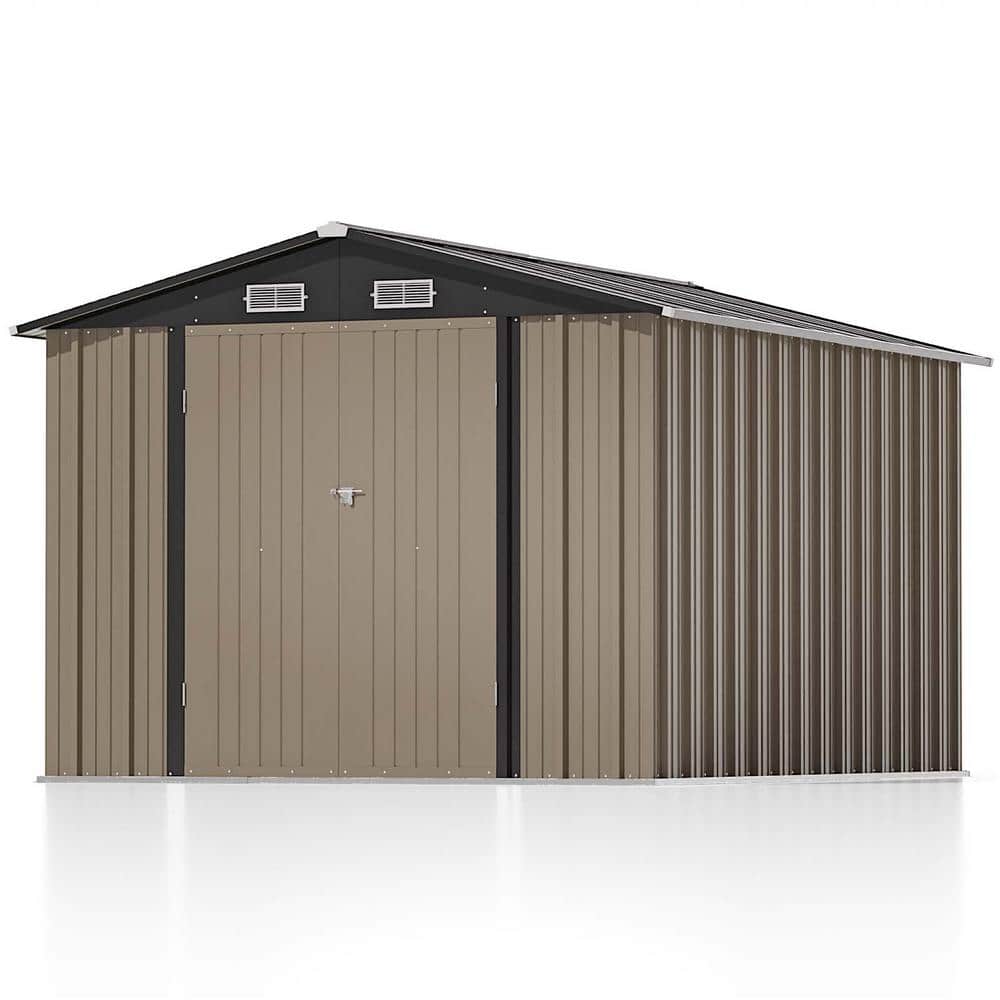 Patiowell 8 ft. W x 10 ft. D Brown Metal Storage Shed 80 sq. ft