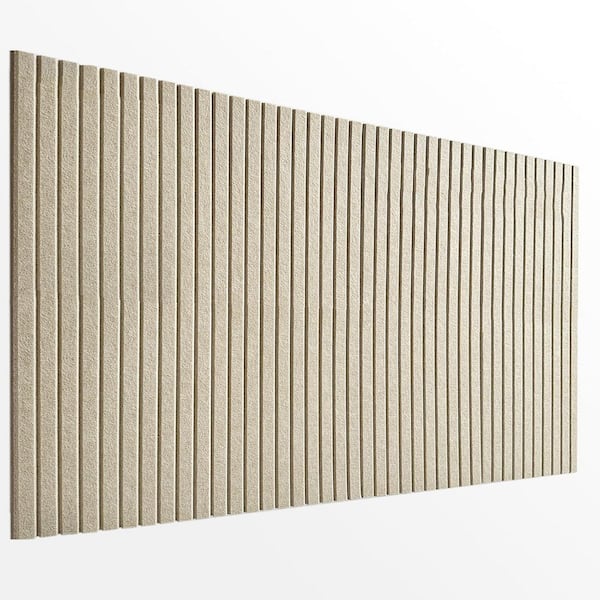 48 x 24 Felt Bulletin Board Tan Felt Tiles with Slat Wall Paneling and Push Pins for Office Home Decor 8-Pack