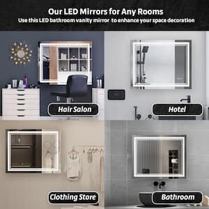 Front Light and Backlit Mirror 40 in. W x 32 in. H Rectangular Frameless Anti-Fog Lighted Wall Bathroom Vanity Mirror