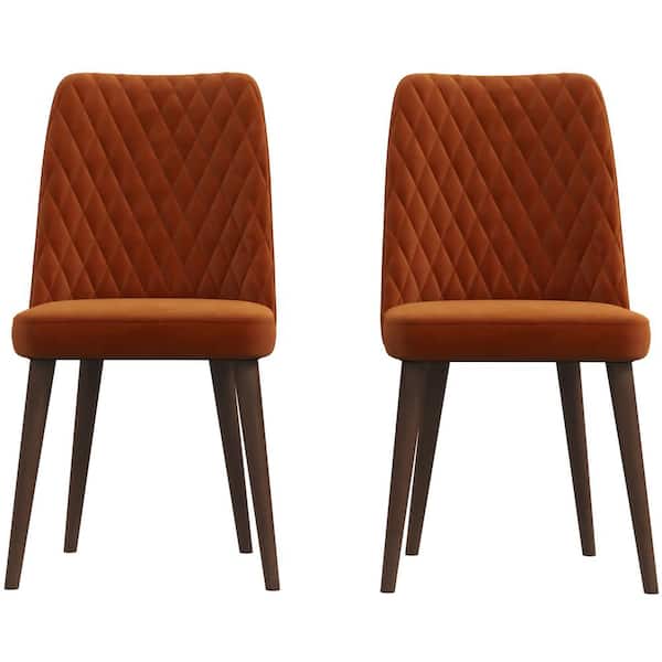Ashcroft Furniture Co Ellen Mid-Century Modern Orange Velvet Dining Chair (Set of 2)