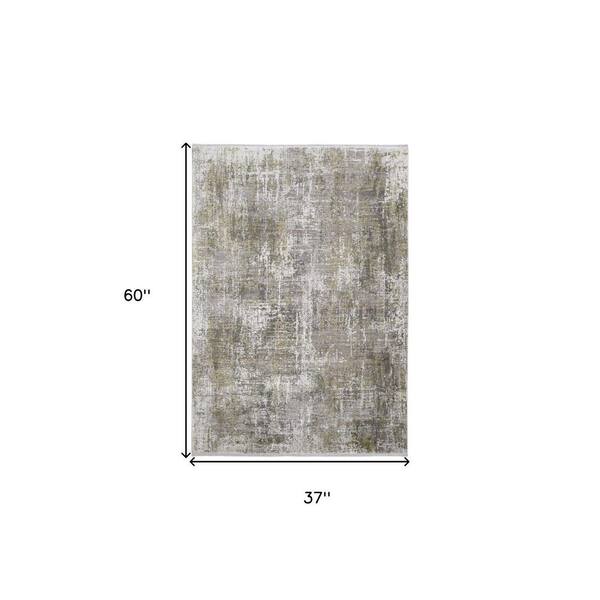 Gray, Ivory 3 ft. x 5 ft. Loomed Abstract Viscose Indoor Area Rug