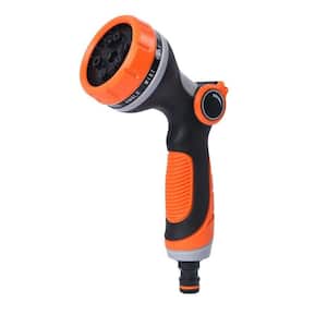 10-Pattern Water Gun Spray Hose Nozzle Thumb Control Sprinkler for Garden Watering, Orange