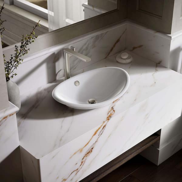 KOHLER Iron 20.8 in. x 14.25 in. Vessel Bathroom Sink in White  Cast Iron