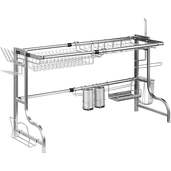 Bunpeony Adjustable Height and Width Stainless Steel Standing Dish Rack