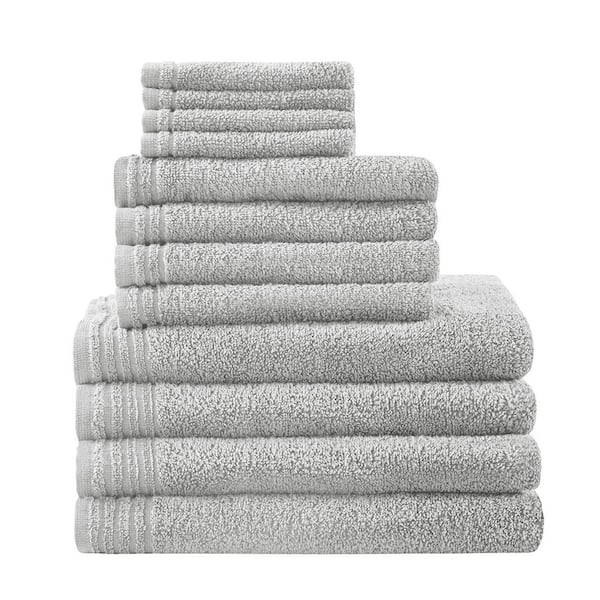 Unbranded Silver 12-Piece 100% Cotton Quick Dry Bath Towel Set, OEKO-Tex Certified Green Manufacturing, Machine Washable