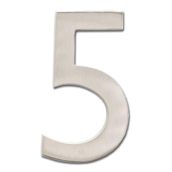 Architectural Mailboxes 4 in. Satin Nickel Floating House Number 5