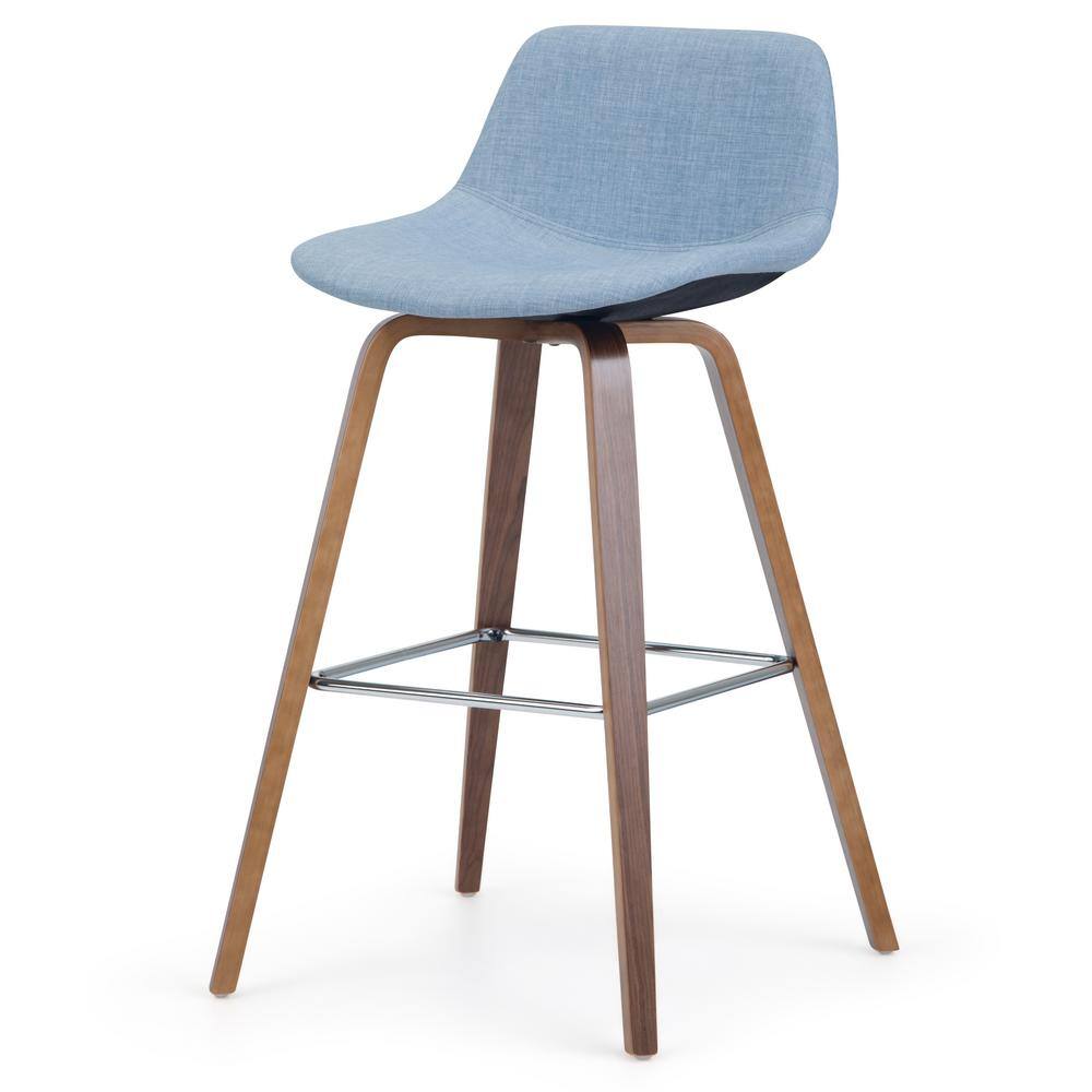 Randolph Denim Grey Linen Bentwood Counter Stools, Set of 2