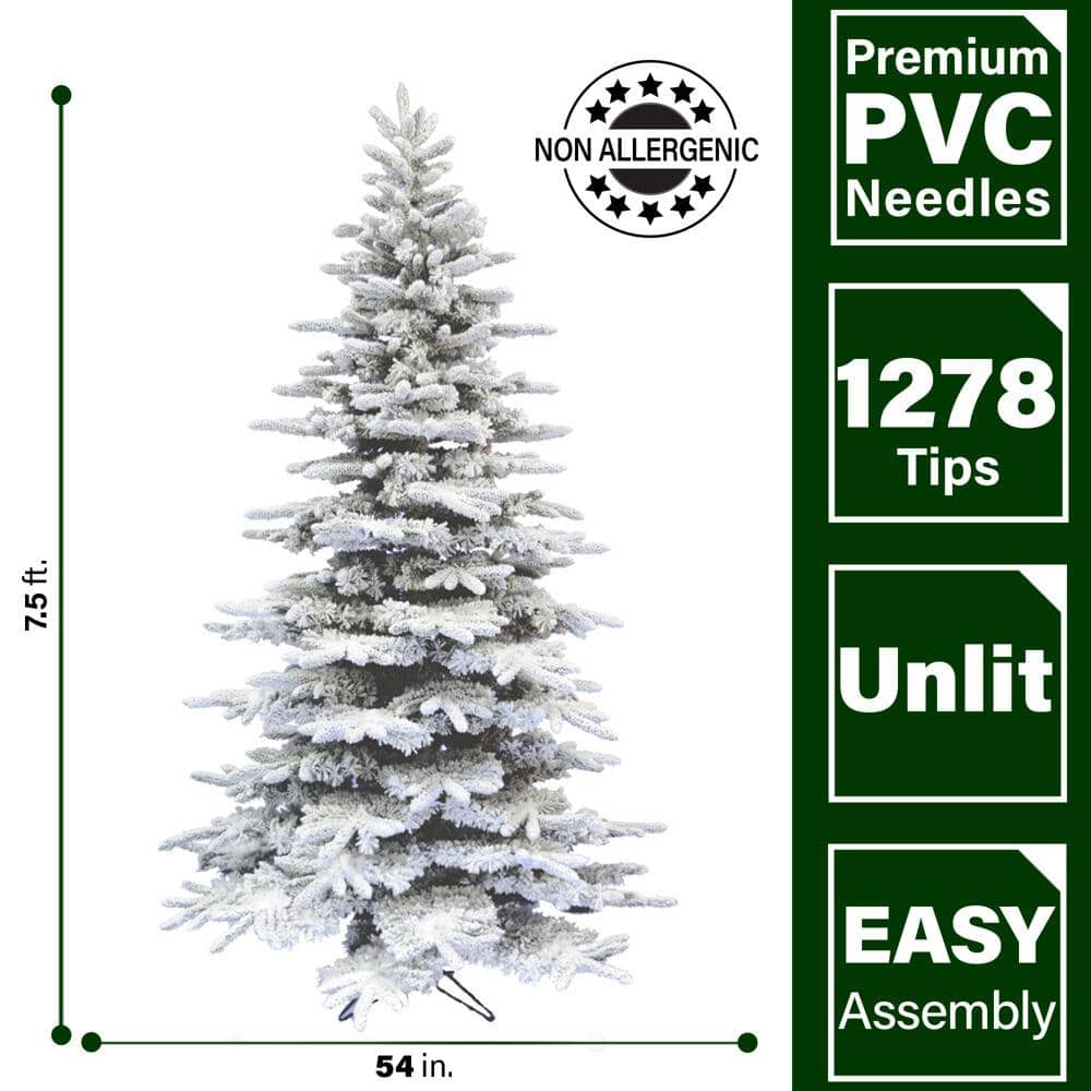 7.5 ft Flocked Pine Valley Artificial Christmas Tree