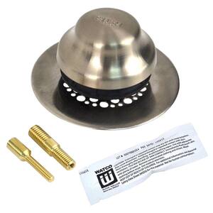 Universal NuFit Foot Actuated Bathtub Stopper with Grid Strainer and 2-Pin Adapters - Silicone, Brushed Nickel