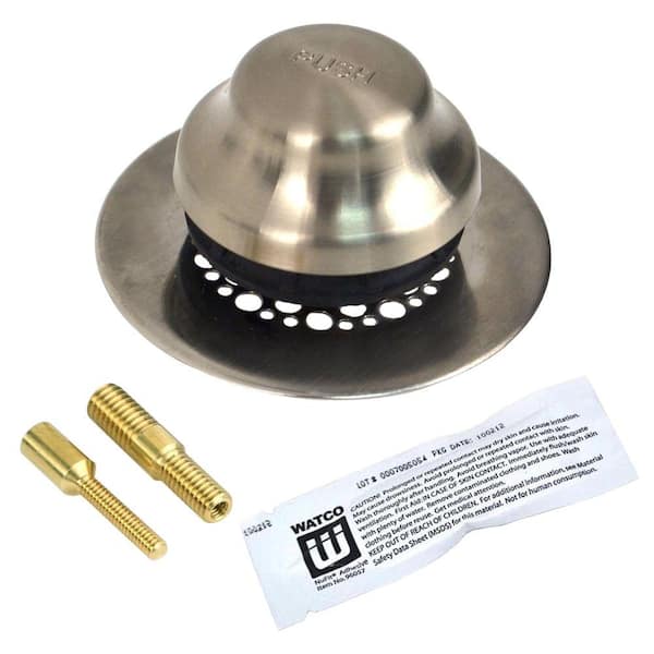 Watco Universal NuFit Foot Actuated Bathtub Stopper with Grid Strainer and 2-Pin Adapters - Silicone, Brushed Nickel
