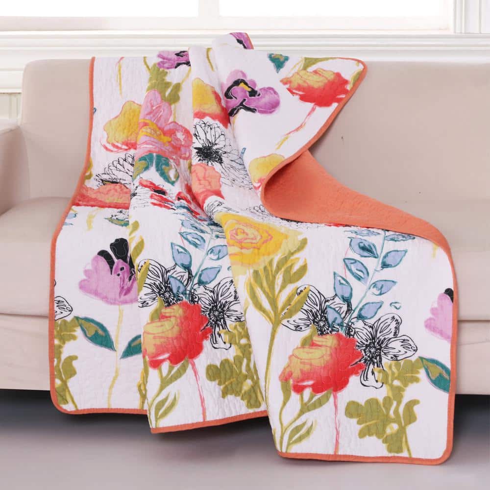Artfully Chic Watercolor Dream Quilted Cotton Throw - Reversible