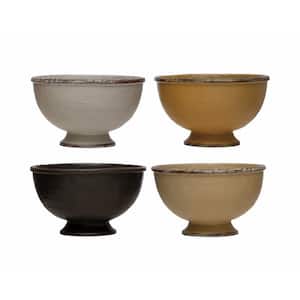 Multicolor Stoneware Footed Bowl in Reactive Glaze (Set of 4)