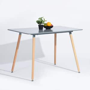 Rookie 47.2 in. Grey Wood Top Round Solid Beech Wood Legs Dining Table (Seat 4)