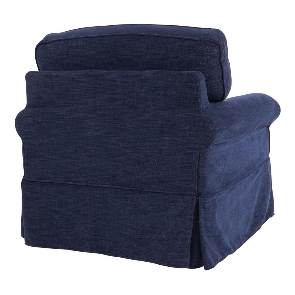 Navy Rubberwood Traditional Accent Chair