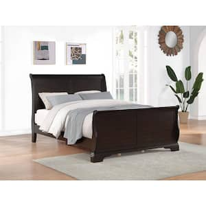 Dominique Brown King Wood Frame Sleigh Bed