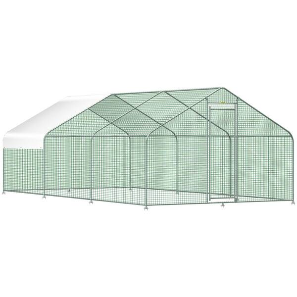 VEVOR Large Metal Chicken Coop Run Walk-In Chicken Runs Yard Waterproof Cover Hen House Barbed Wire Fencing